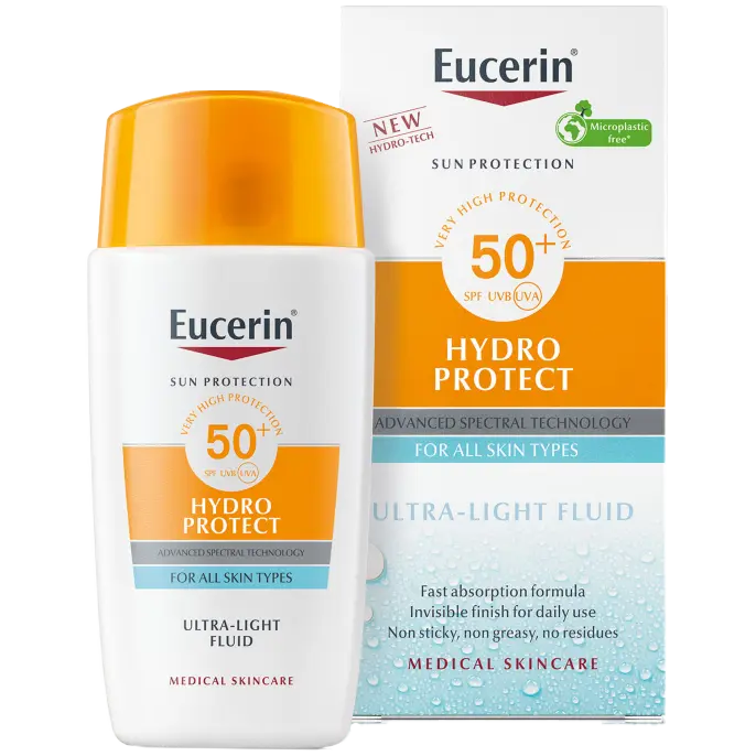 Флюид для лица с spf50+ Eucerin Hydro, 50 мл
Флюид для лица с spf50+ Eucerin Hydro, 50 мл