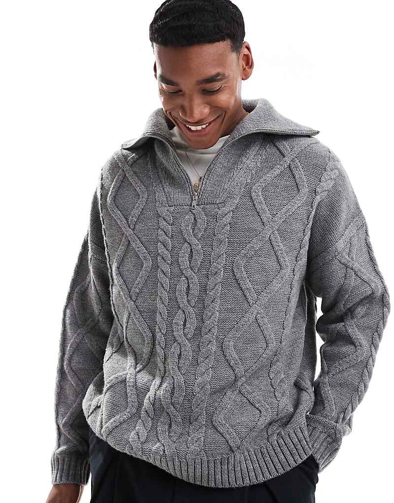 Серый свитер объемной вязки из смесовой шерсти с молнией на шее ASOS DESIGN
Серый свитер объемной вязки из смесовой шерсти с молнией на шее ASOS DESIGN