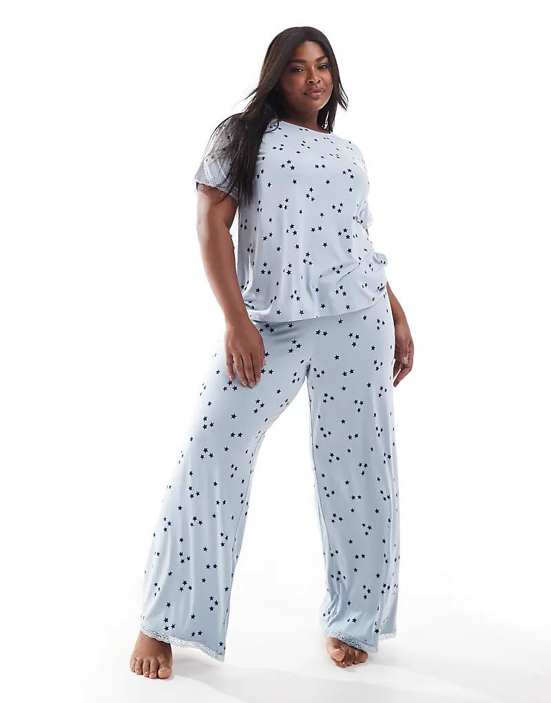 Эксклюзивный супермягкий пижамный комплект из футболки и брюк от ASOS DESIGN Curve с синим звездным принтом и кружевной отделкой
Эксклюзивный супермягкий пижамный комплект из футболки и брюк от ASOS DESIGN Curve с синим звездным принтом и кружевной отделкой