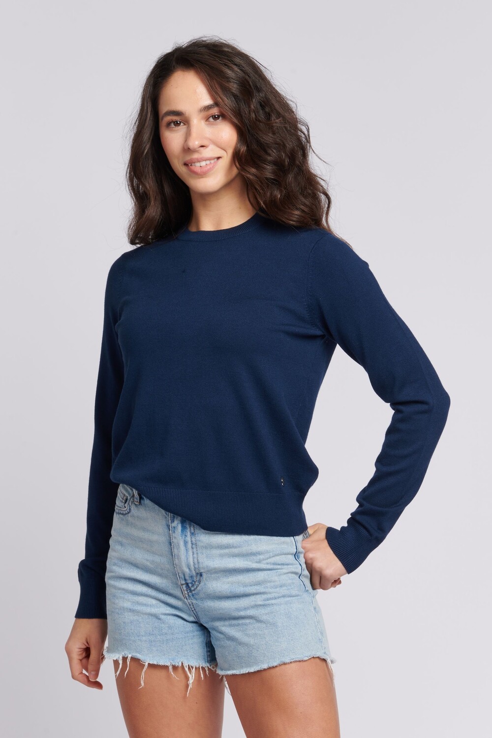 Женский свитер обычного кроя с круглым вырезом U.S. Polo Assn, синий 
Женский свитер обычного кроя с круглым вырезом U.S. Polo Assn, синий