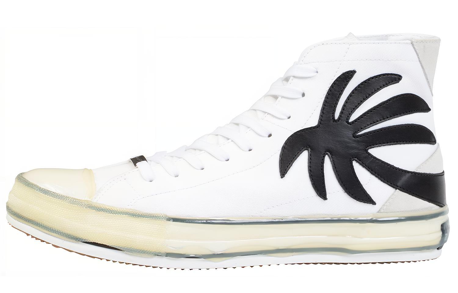 PALM ANGELS Высокие парусиновые туфли мужские белые 
PALM ANGELS Высокие парусиновые туфли мужские белые