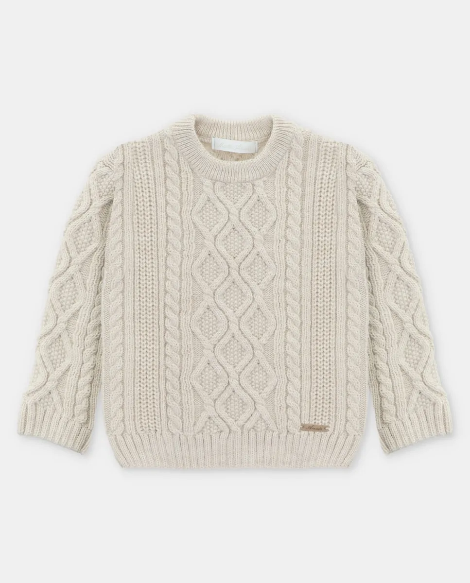 Детский свитер с косами, ромбами и бубонами песочного цвета Martín Aranda
Детский свитер с косами, ромбами и бубонами песочного цвета Martín Aranda