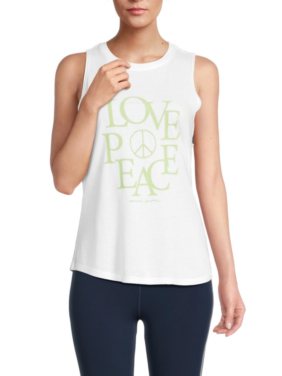 Майка с принтом Любовь и мир Spiritual Gangster, белый 
Майка с принтом Любовь и мир Spiritual Gangster, белый