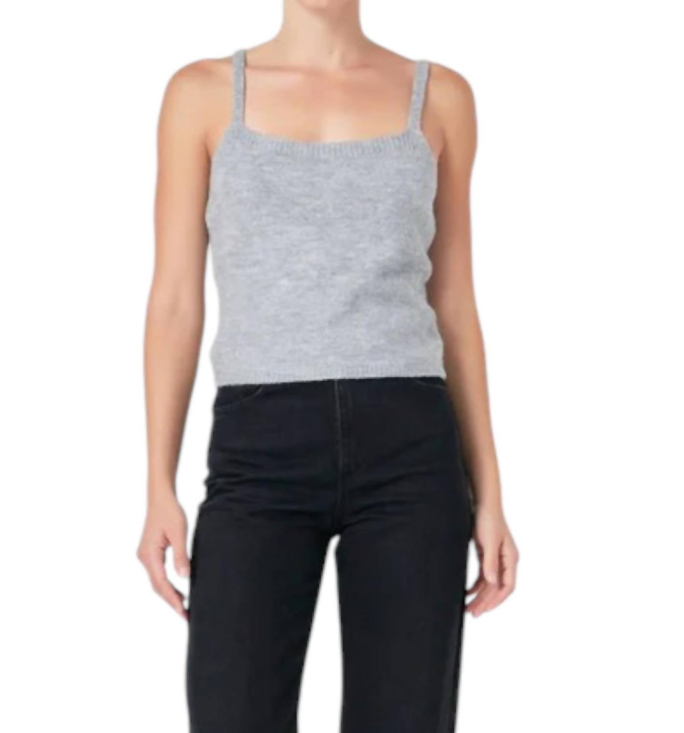 Вязаный топ-майка в цвете «меланжевый серый» endless rose
Вязаный топ-майка в цвете «меланжевый серый» endless rose