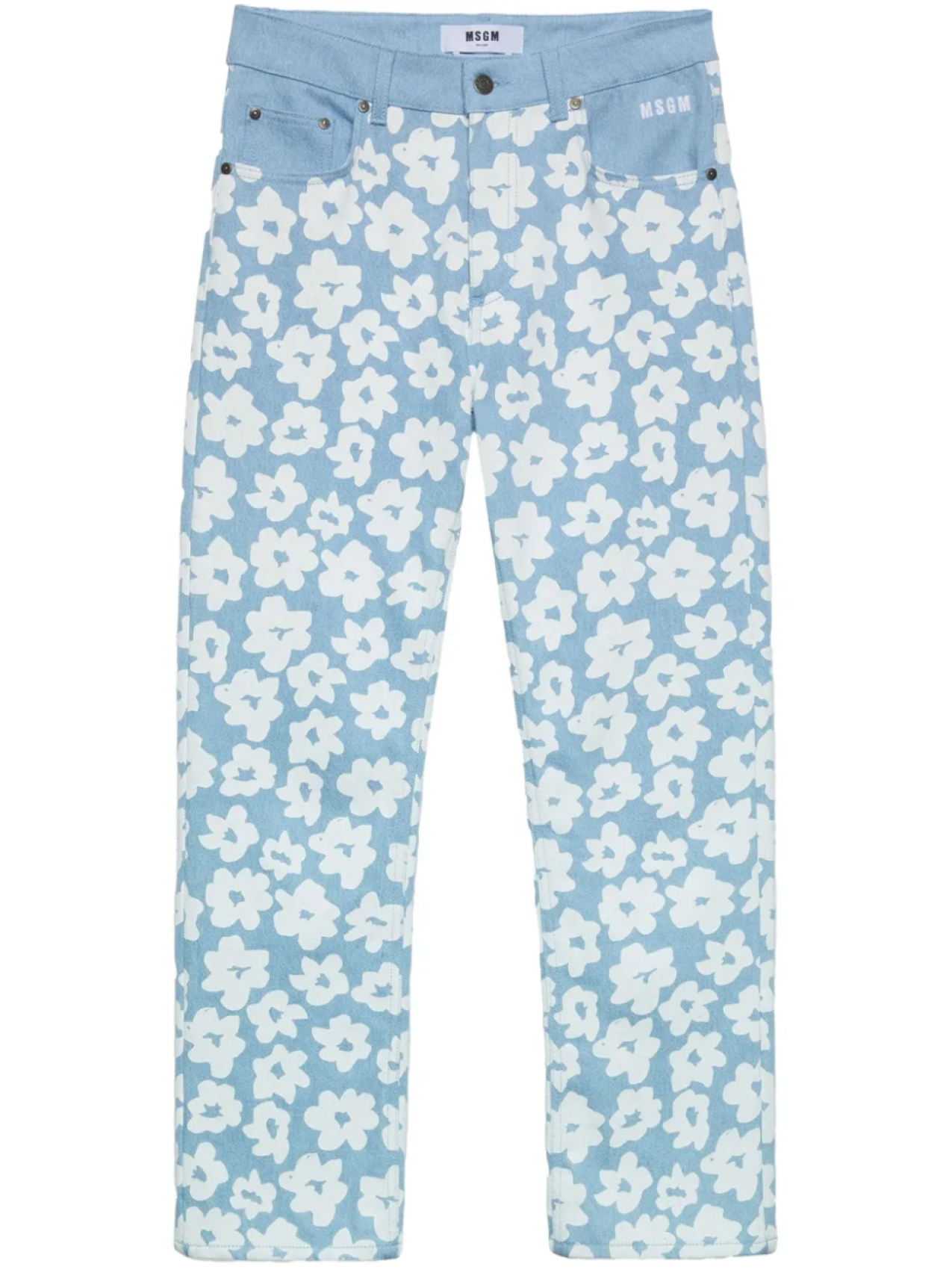 MSGM прямые брюки с цветочным принтом, синий 
MSGM прямые брюки с цветочным принтом, синий