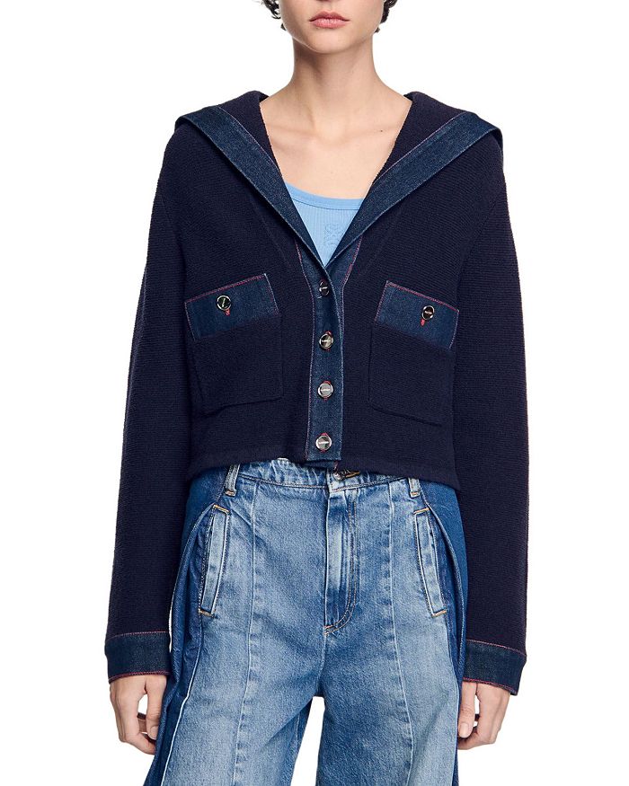 Кардиган с джинсовой отделкой Sandro, синий
Кардиган с джинсовой отделкой Sandro, синий