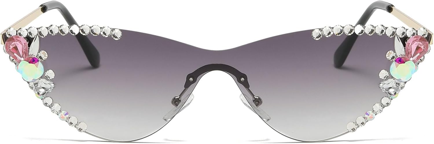 Винтажные солнцезащитные очки без оправы со стразами для женщин, модные очки с градиентными линзами в форме «кошачьего глаза», блестящие бриллиантовые очки для женщин mincl, Gray
Винтажные солнцезащитные очки без оправы со стразами для женщин, модные очки с градиентными линзами в форме «кошачьего глаза», блестящие бриллиантовые очки для женщин mincl, Gray