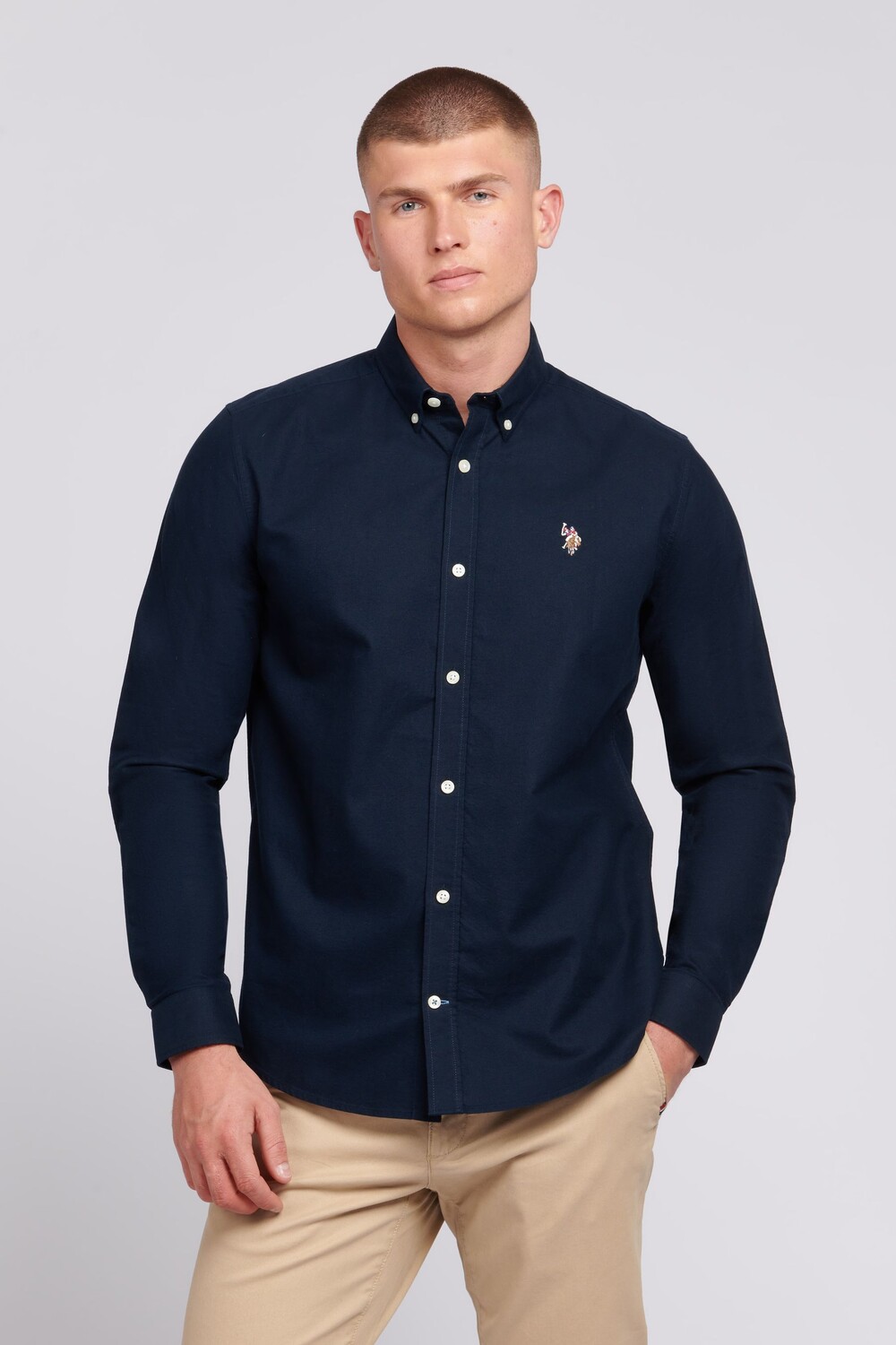 Мужская оксфордская рубашка персикового цвета Us Polo Assn U.S. Polo Assn, синий 
Мужская оксфордская рубашка персикового цвета Us Polo Assn U.S. Polo Assn, синий