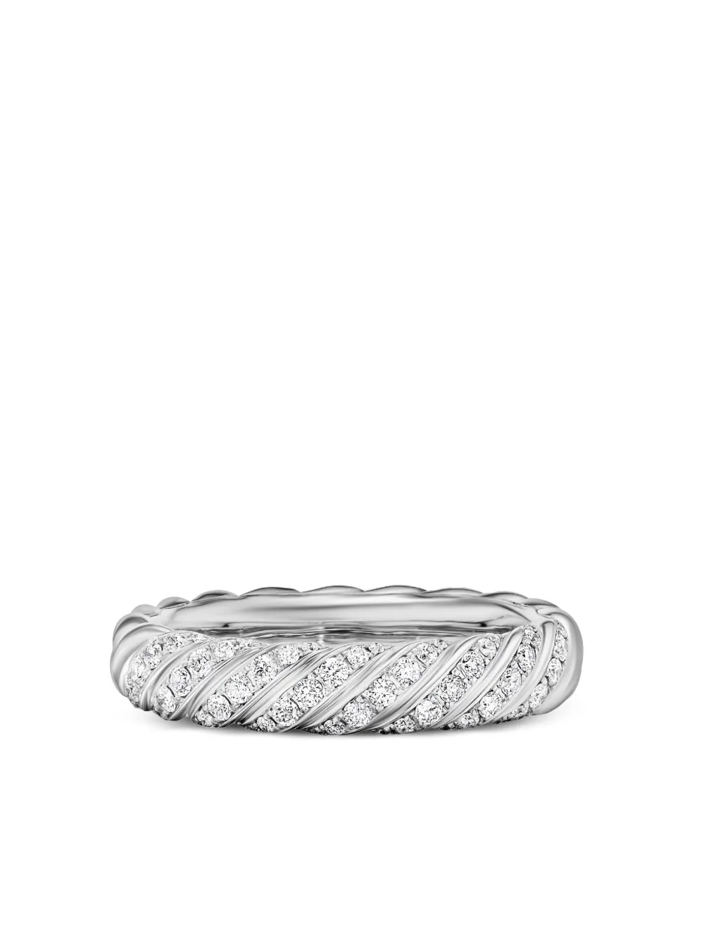 Кольцо Sculpted Cable из белого золота с бриллиантами (4.6 мм) David Yurman, серебяный