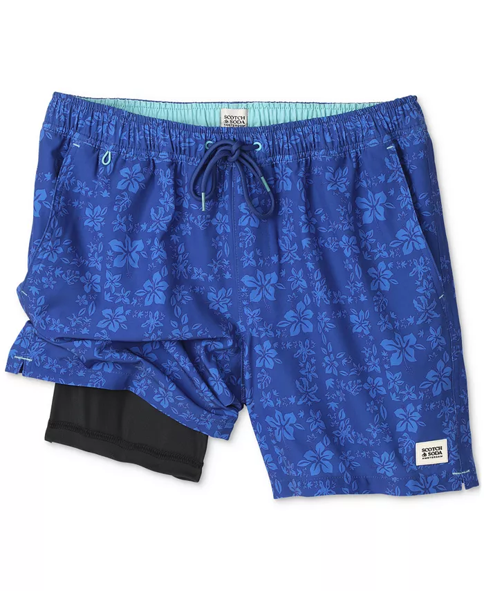 Мужские плавки с цветочным принтом Maze на шнурке SCOTCH & SODA, синий 
Мужские плавки с цветочным принтом Maze на шнурке SCOTCH & SODA, синий