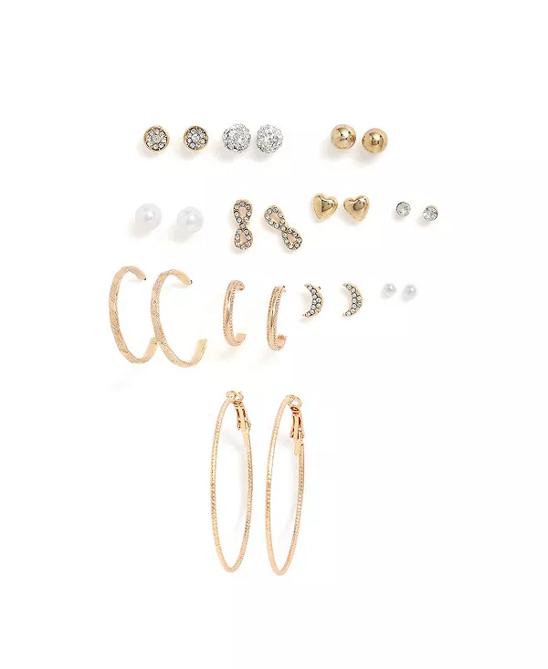 Женский набор из 12 многослойных серег Sohi, gold
Женский набор из 12 многослойных серег Sohi, gold