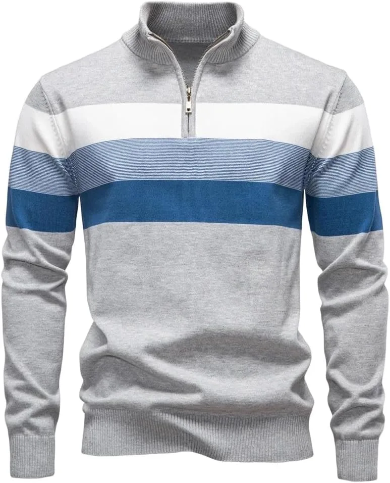 Мужской повседневный пуловер с воротником-стойкой и молнией на четверть
Мужской повседневный пуловер с воротником-стойкой и молнией на четверть