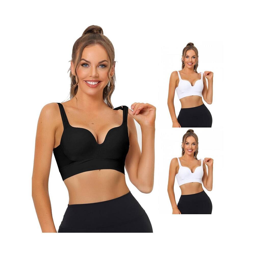 3 упаковки женских спортивных бюстгальтеров для фитнеса средней ударной нагрузки с беспроводными подушками и глубоким V-образным вырезом ALLEGRA K, цвет White Black
3 упаковки женских спортивных бюстгальтеров для фитнеса средней ударной нагрузки с беспроводными подушками и глубоким V-образным вырезом ALLEGRA K, цвет White Black