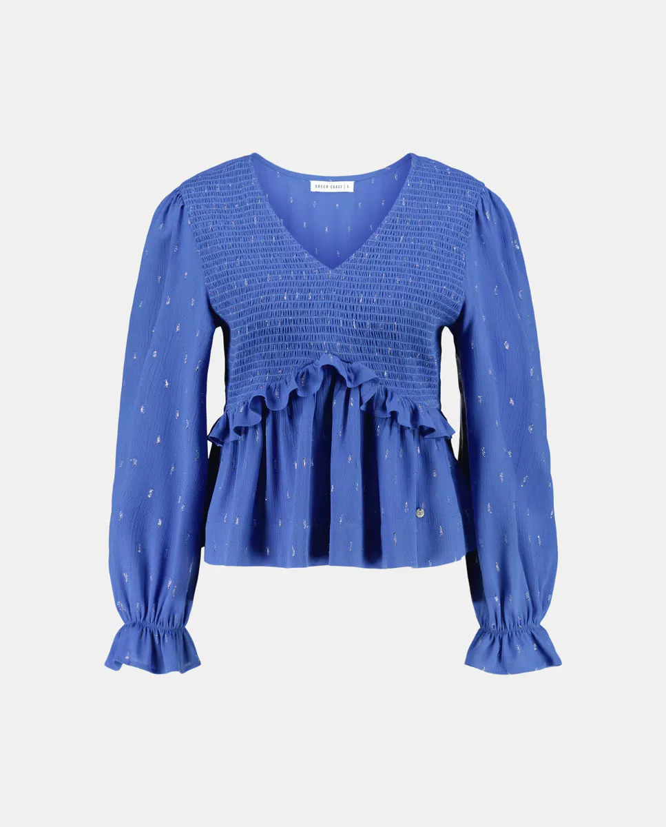 Женская блузка с длинным рукавом, V-образным вырезом и сборкой Green Coast, цвет Ceruelo
Женская блузка с длинным рукавом, V-образным вырезом и сборкой Green Coast, цвет Ceruelo