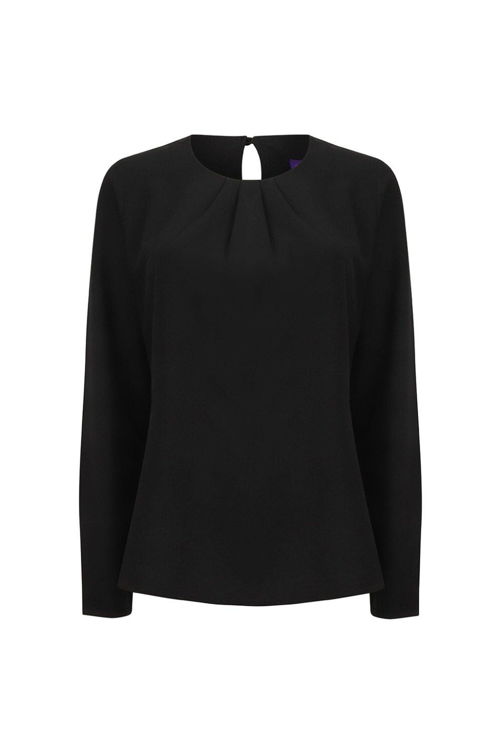 Блузка со складками и длинными рукавами спереди Henbury, черный
Блузка со складками и длинными рукавами спереди Henbury, черный