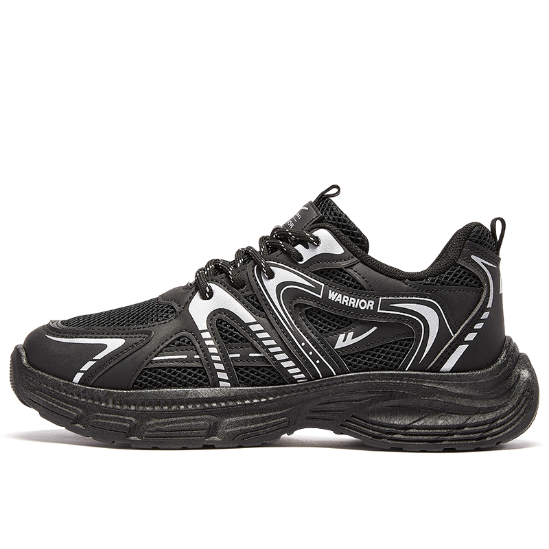 WARRIOR Дышащие низкие массивные кроссовки для увеличения роста, мужские, черно-серые 
WARRIOR Дышащие низкие массивные кроссовки для увеличения роста, мужские, черно-серые