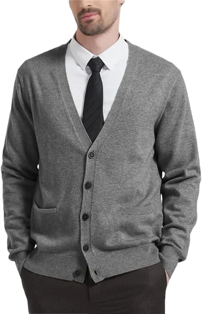 Мужской кардиган с V-образным вырезом, длинным рукавом и карманами
Мужской кардиган с V-образным вырезом, длинным рукавом и карманами