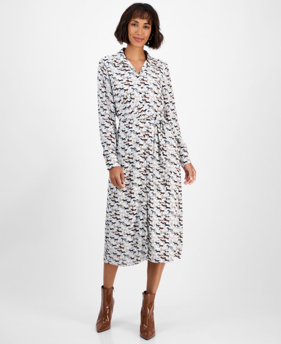 Женское платье с длинными рукавами и принтом под лошадь, на пуговицах спереди T Tahari, Wild Horse
Женское платье с длинными рукавами и принтом под лошадь, на пуговицах спереди T Tahari, Wild Horse