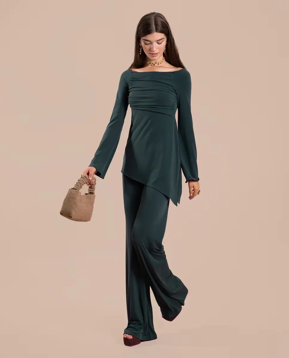 Женские широкие эластичные брюки-клеш The-Are, темно-зеленый
Женские широкие эластичные брюки-клеш The-Are, темно-зеленый