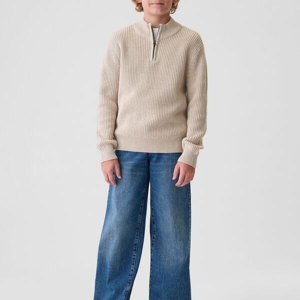 Пуловер с воротником-стойкой и полумолнией Gap, бежевый
Пуловер с воротником-стойкой и полумолнией Gap, бежевый