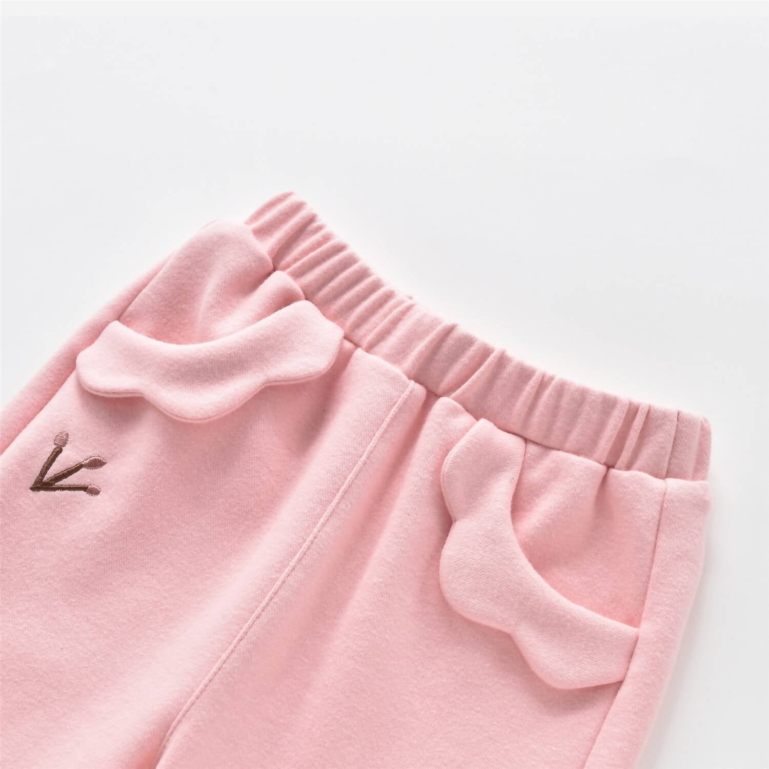 Розовые брюки с рюшами и карманами для малышей Aimama, розовый 
Розовые брюки с рюшами и карманами для малышей Aimama, розовый