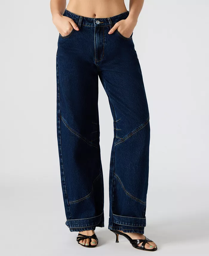 Женские джинсы Tre Denim со средней посадкой и широкими штанинами Steve Madden, синий 
Женские джинсы Tre Denim со средней посадкой и широкими штанинами Steve Madden, синий