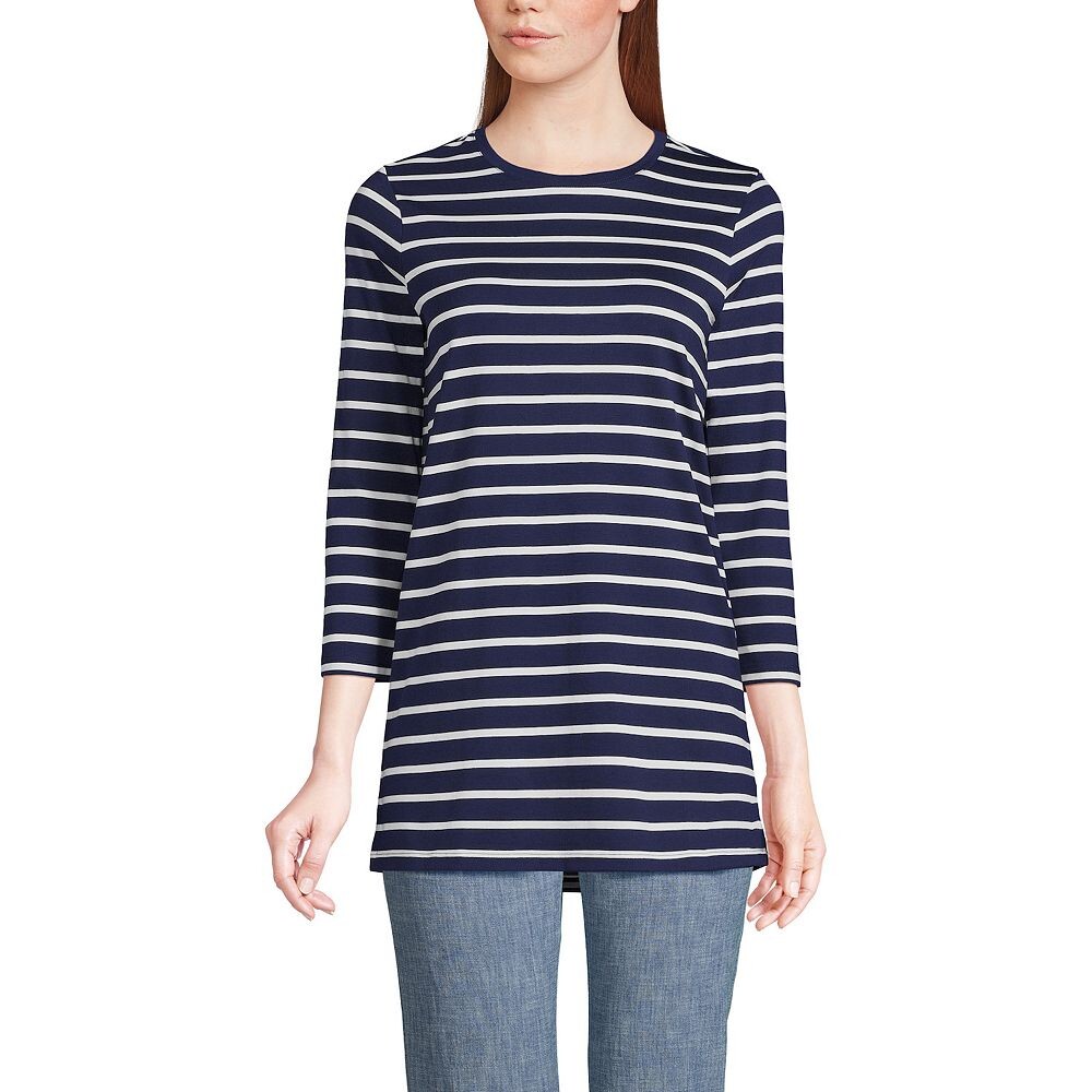Хлопковая туника Supima с круглым вырезом Petite Lands' End с рукавами 3/4, цвет Navy Breton Stripe
Хлопковая туника Supima с круглым вырезом Petite Lands' End с рукавами 3/4, цвет Navy Breton Stripe