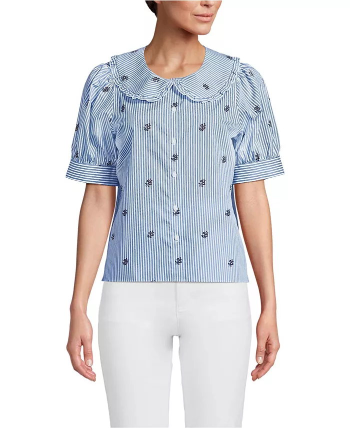 Женская рубашка Carefree из хлопка с рукавами-фонариками и воротником-стойкой Lands' End, белый
Женская рубашка Carefree из хлопка с рукавами-фонариками и воротником-стойкой Lands' End, белый