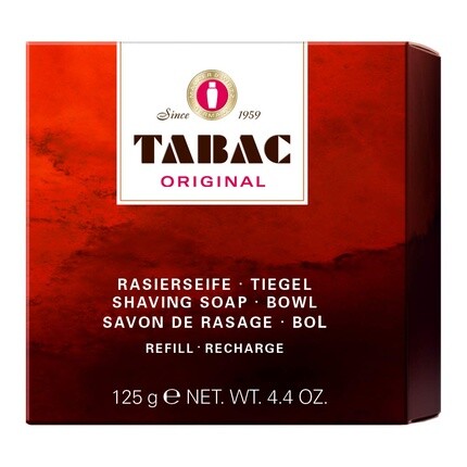 Tabac Original мыло для бритья со сменным наполнением для чаши — обеспечивает легкое и тщательное бритье — оригинальное с 1959 года, 125 г
Tabac Original мыло для бритья со сменным наполнением для чаши — обеспечивает легкое и тщательное бритье — оригинальное с 1959 года, 125 г