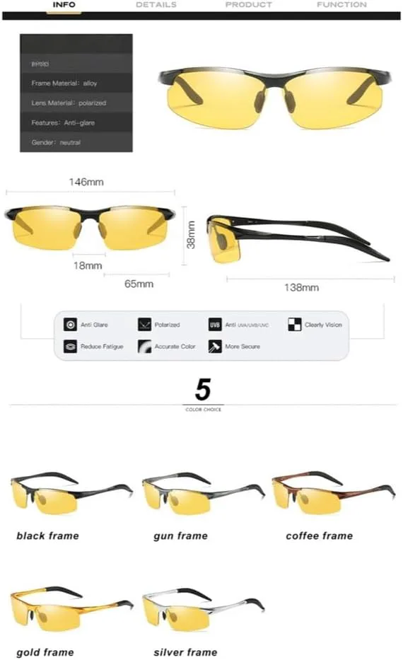 Лучшие антибликовые очки для дневного и ночного видения для водителей, поляризованные солнцезащитные очки, фотохромные очки для водителя UJNHGQ, Coffee Frame-yellow
Лучшие антибликовые очки для дневного и ночного видения для водителей, поляризованные солнцезащитные очки, фотохромные очки для водителя UJNHGQ, Coffee Frame-yellow