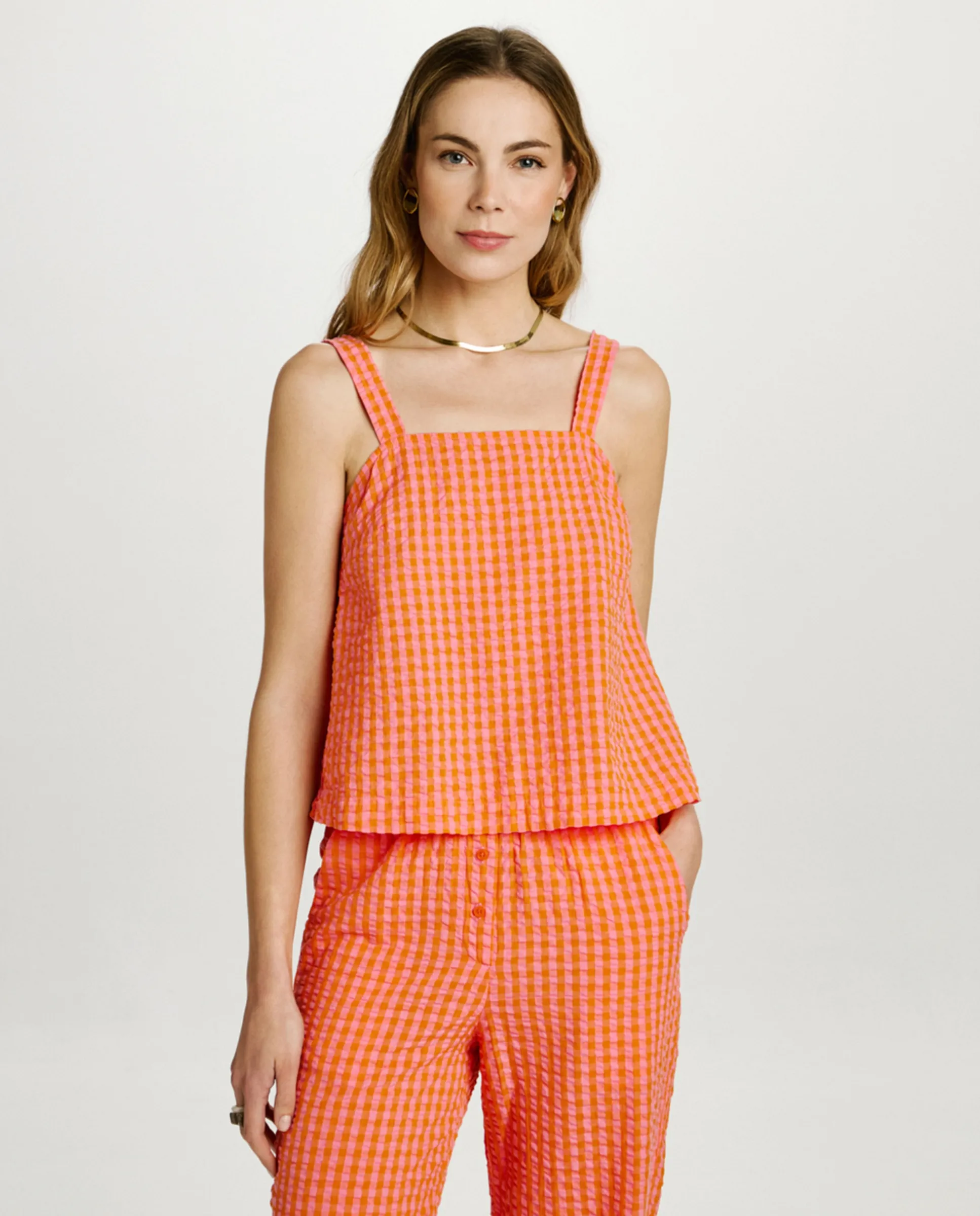 Женский топ на бретелях в клетку Jack & Jones, оранжевый
Женский топ на бретелях в клетку Jack & Jones, оранжевый