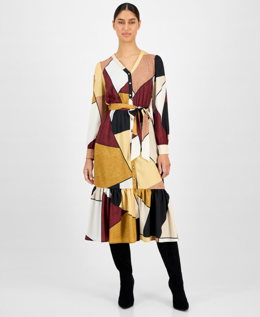 Женское миди-платье с принтом и застежкой на пуговицы спереди T Tahari, Sueded Blocks
Женское миди-платье с принтом и застежкой на пуговицы спереди T Tahari, Sueded Blocks