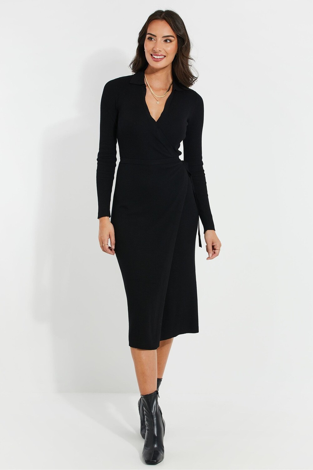 Платье халат в рубчик Threadbare, черный
Платье халат в рубчик Threadbare, черный