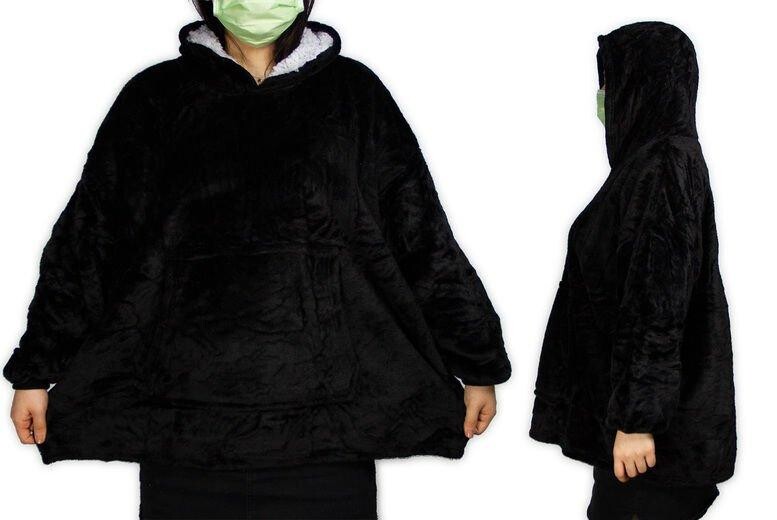 Удобное одеяло с капюшоном из шерпы большого размера, один размер Leaper, черный
Удобное одеяло с капюшоном из шерпы большого размера, один размер Leaper, черный