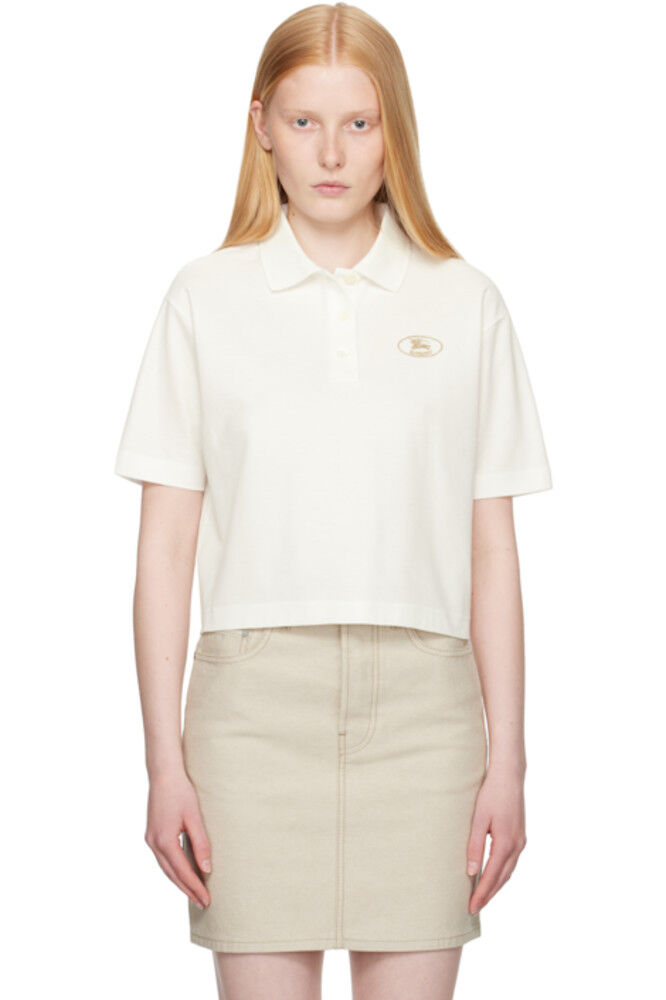 Белая укороченная хлопковая рубашка-поло Burberry
Белая укороченная хлопковая рубашка-поло Burberry