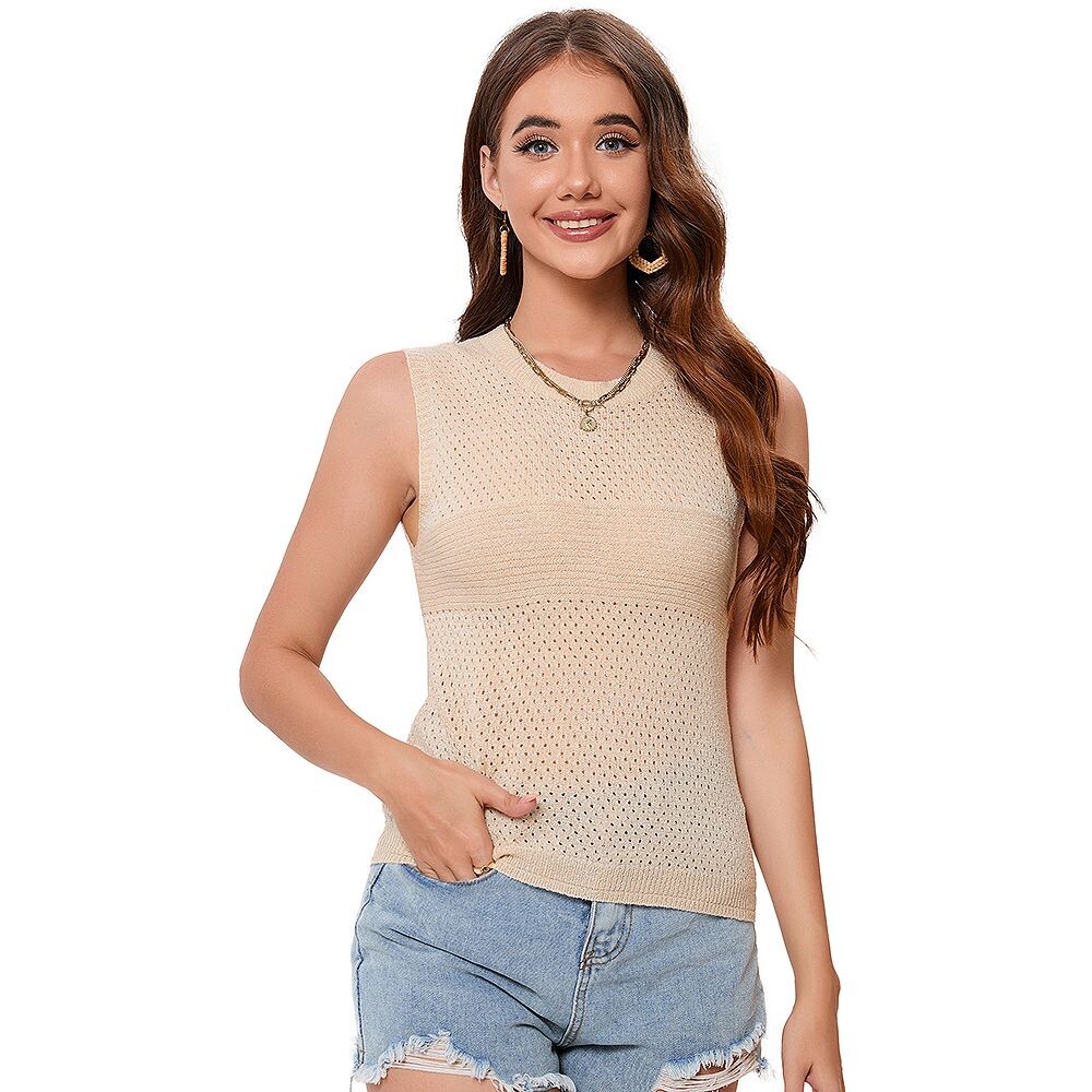 Женский вязаный свитер без рукавов, жилет, повседневная однотонная майка, короткий ажурный пуловер MISSKY, цвет Apricot
Женский вязаный свитер без рукавов, жилет, повседневная однотонная майка, короткий ажурный пуловер MISSKY, цвет Apricot