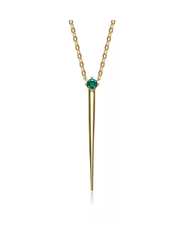 Y-Образное ожерелье с подвеской в виде шипа из 14-каратного желтого золота с зеленым кубическим цирконием и покрытием из стерлингового серебра Genevive, green