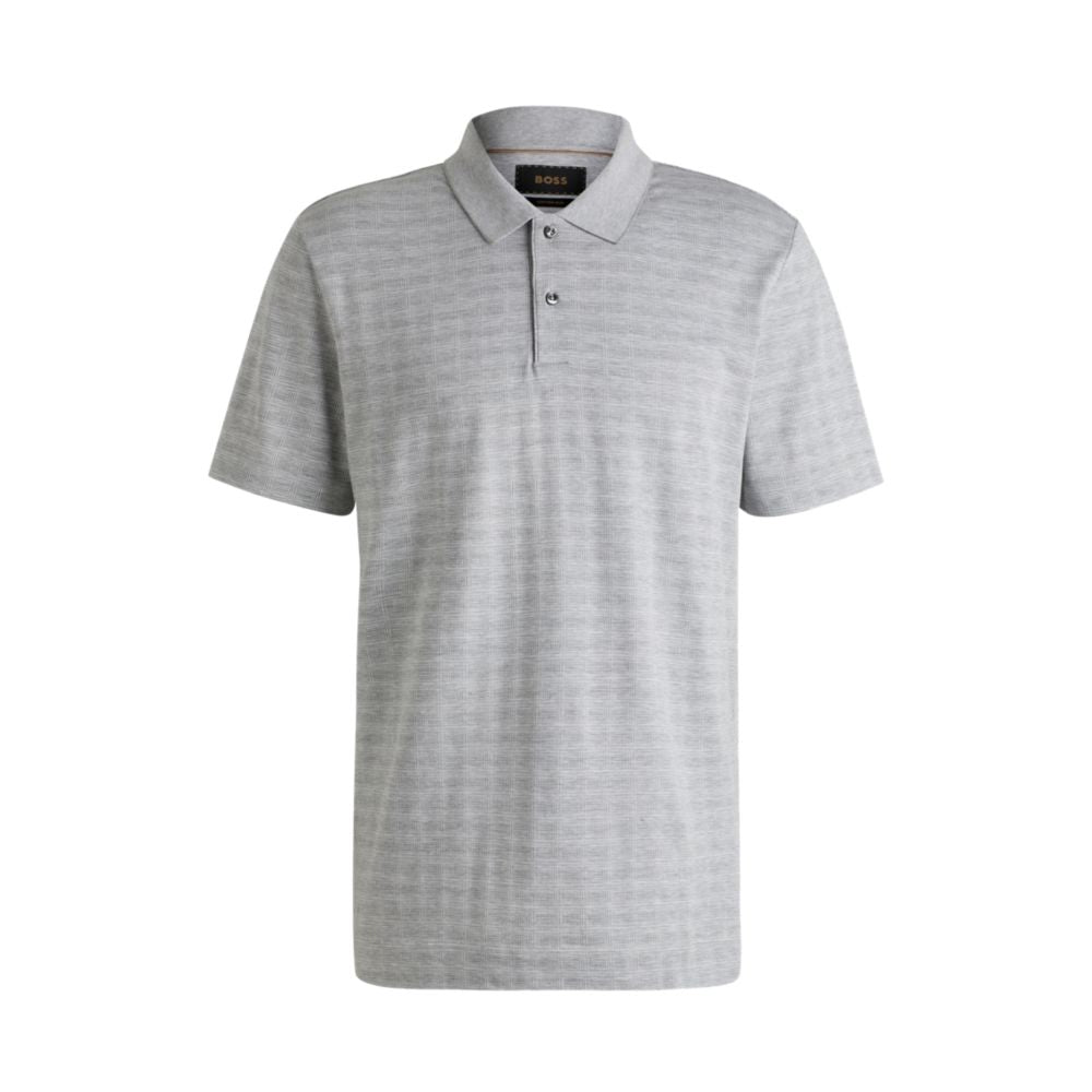 Рубашка-поло свободного кроя из жаккардовой ткани в клетку из смеси хлопка и шелка BOSS, светло-серый
Рубашка-поло свободного кроя из жаккардовой ткани в клетку из смеси хлопка и шелка BOSS, светло-серый