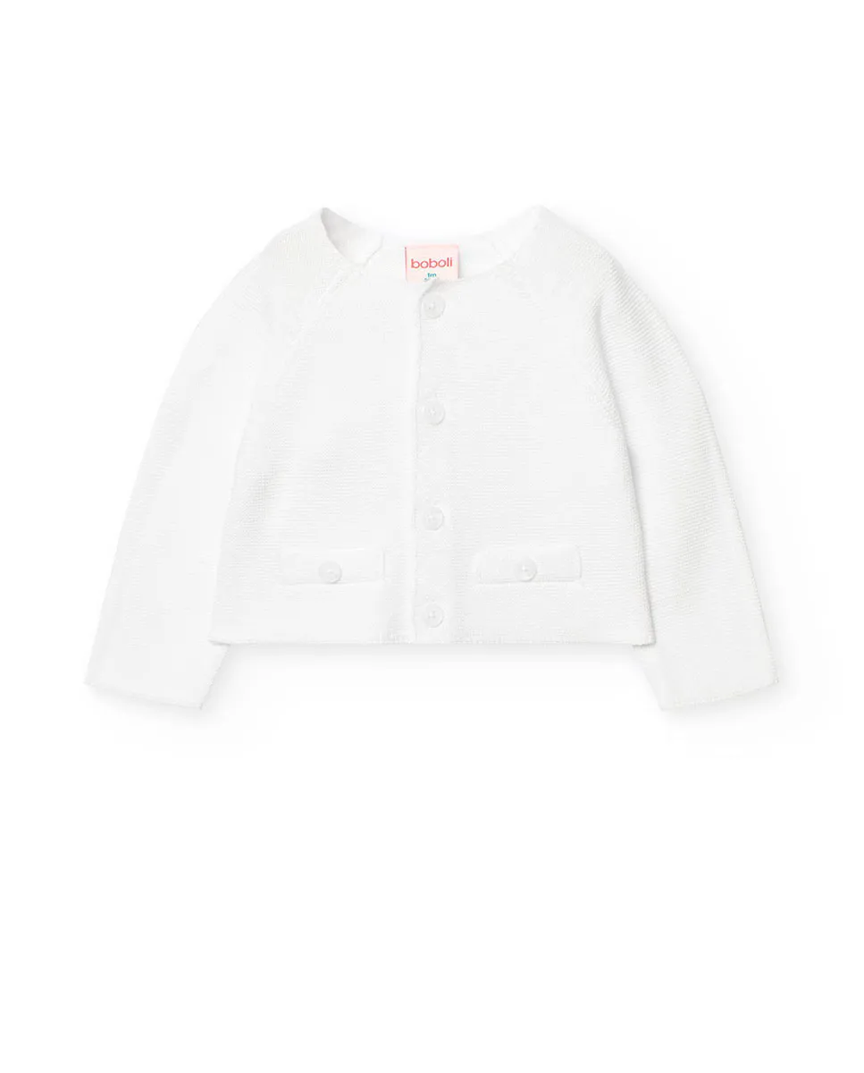 Детская куртка для мальчика с круглым воротником и застежкой на пуговицы Boboli, белый 
Детская куртка для мальчика с круглым воротником и застежкой на пуговицы Boboli, белый