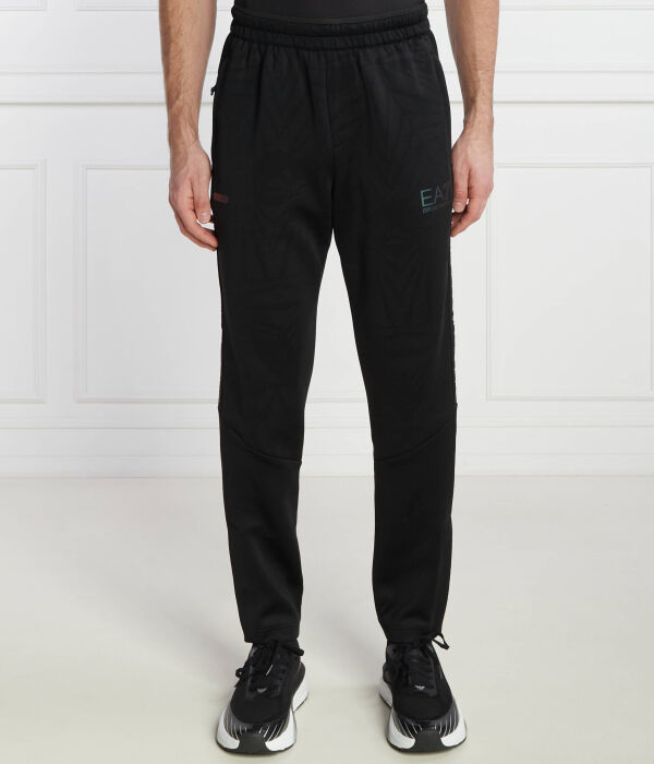 Штаны спортивные Ea7 Regular Fit с зеленым логотипом, черный 
Штаны спортивные Ea7 Regular Fit с зеленым логотипом, черный