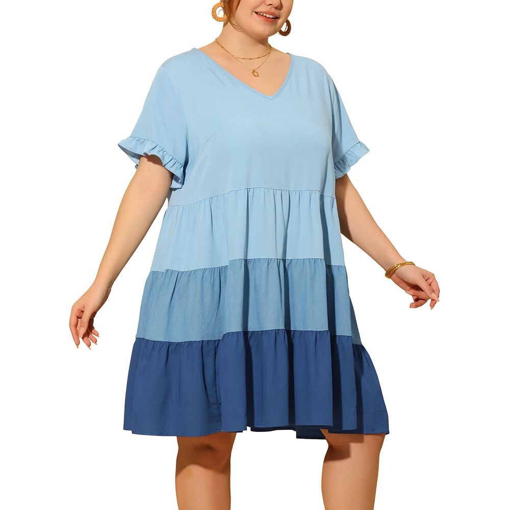 Женское свободное мини-платье в стиле бебидолл с рюшами и короткими рукавами больших размеров, с распашным подолом, шамбре, с V-образным вырезом Agnes Orinda, синий
Женское свободное мини-платье в стиле бебидолл с рюшами и короткими рукавами больших размеров, с распашным подолом, шамбре, с V-образным вырезом Agnes Orinda, синий