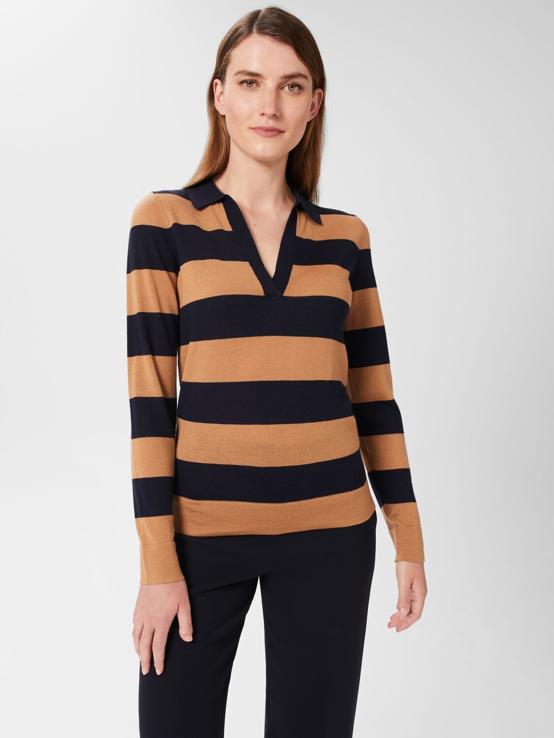 Тонкий джемпер Alexis в полоску Hobbs, темно-синий/кэмел 
Тонкий джемпер Alexis в полоску Hobbs, темно-синий/кэмел