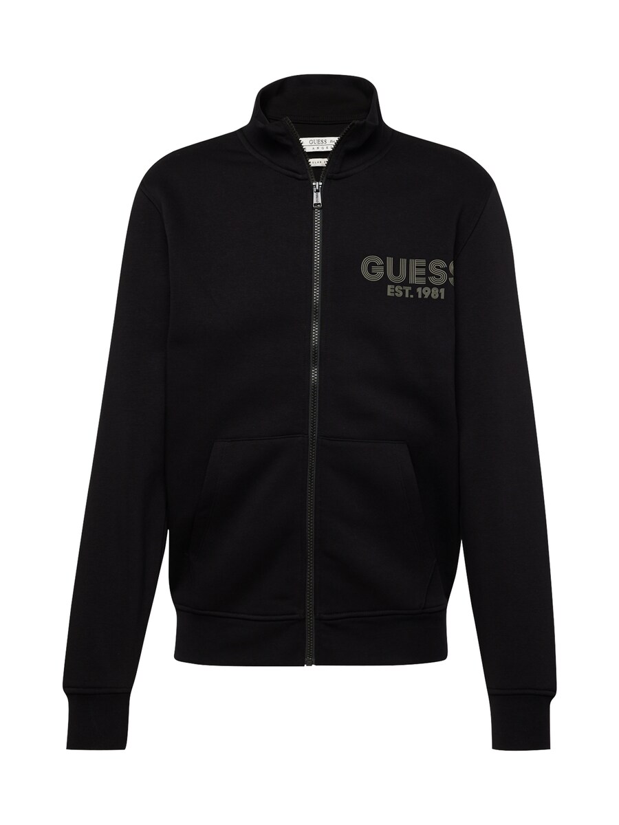 Толстовка с капюшоном на молнии GUESS, черный 
Толстовка с капюшоном на молнии GUESS, черный