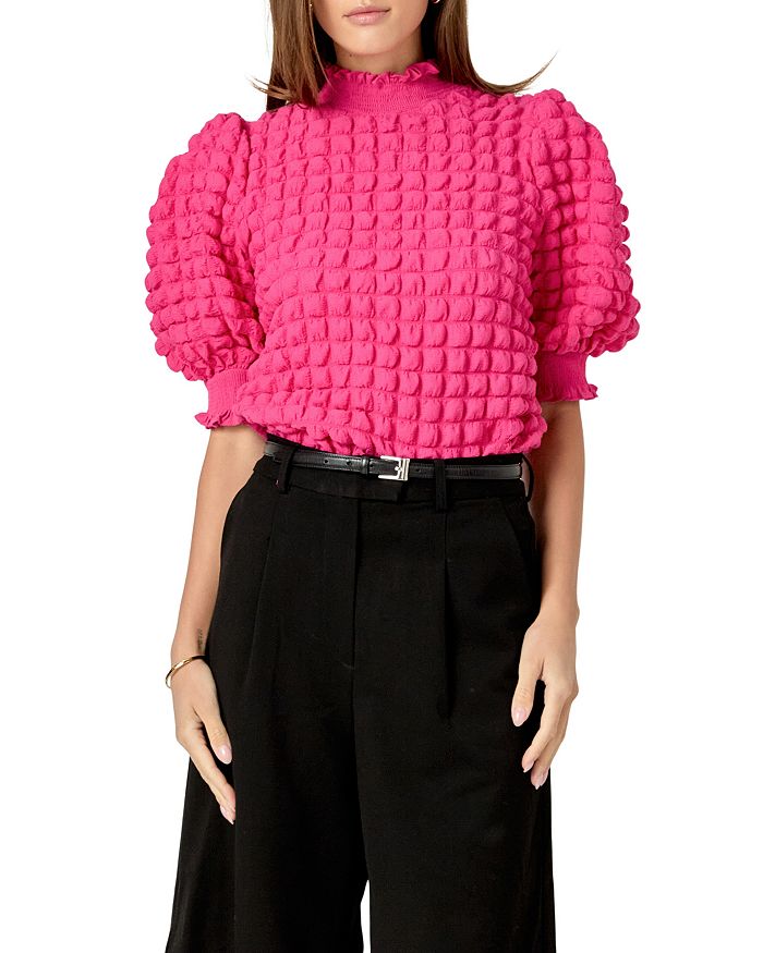 Женская блузка с фактурной отделкой и воротником-стойкой, короткий рукав English Factory, розовый
Женская блузка с фактурной отделкой и воротником-стойкой, короткий рукав English Factory, розовый