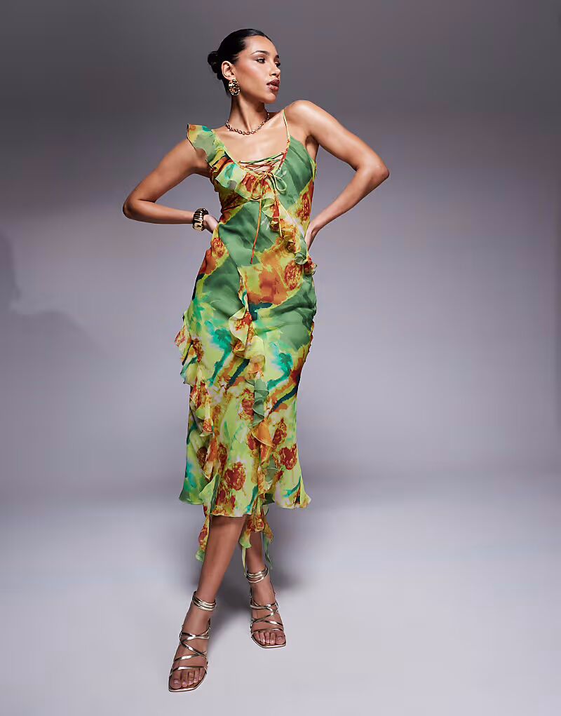 Платье миди ASOS DESIGN с глубоким вырезом, шнуровкой и оборками, абстрактными цветами
Платье миди ASOS DESIGN с глубоким вырезом, шнуровкой и оборками, абстрактными цветами