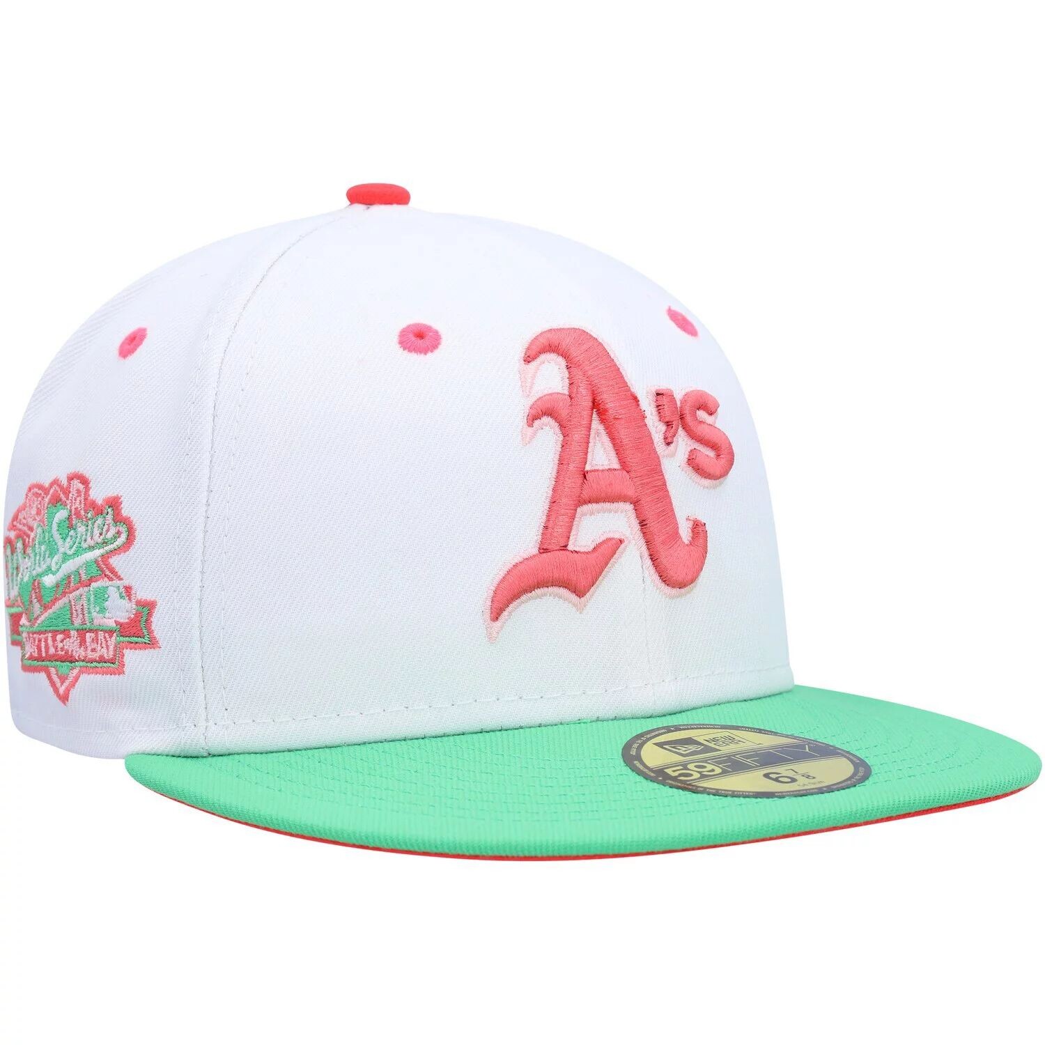 Мужская облегающая шляпа New Era белого/зеленого цвета Oakland Athletics Watermelon Lolli 59FIFTY
Мужская облегающая шляпа New Era белого/зеленого цвета Oakland Athletics Watermelon Lolli 59FIFTY