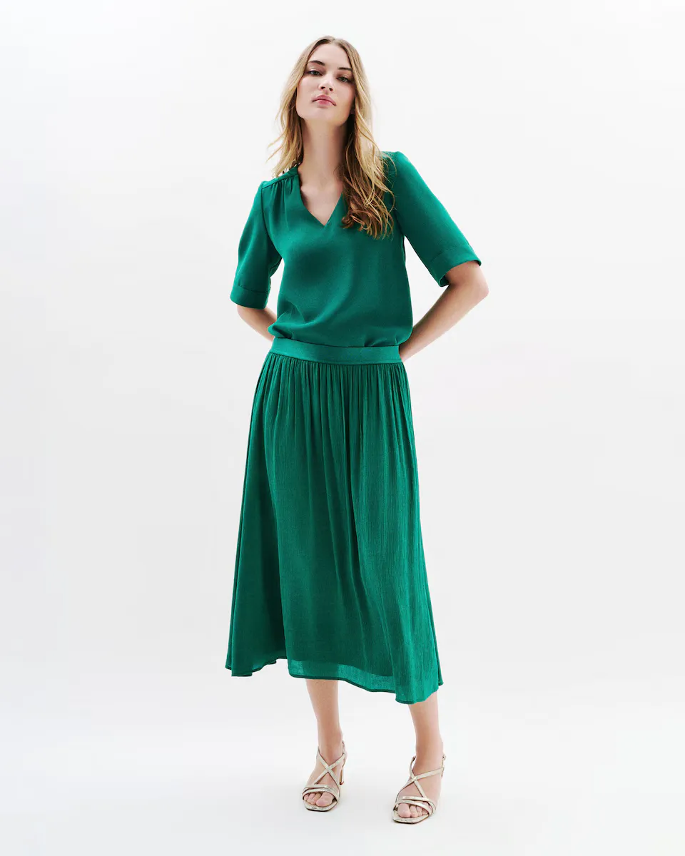 Юбка миди в складку с подкладкой в тон Caroll, зеленый
Юбка миди в складку с подкладкой в тон Caroll, зеленый