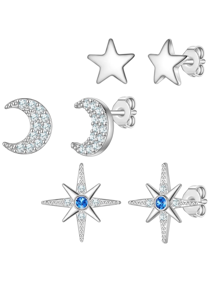 Yokoamii Набор (3 серьги) «Луна/Звезды» из латуни с кубическим цирконием в серебре
Yokoamii Набор (3 серьги) «Луна/Звезды» из латуни с кубическим цирконием в серебре