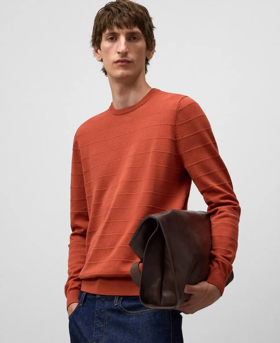 Мужской джемпер с рельефным узором и полосками Adolfo Dominguez, оранжевый
Мужской джемпер с рельефным узором и полосками Adolfo Dominguez, оранжевый