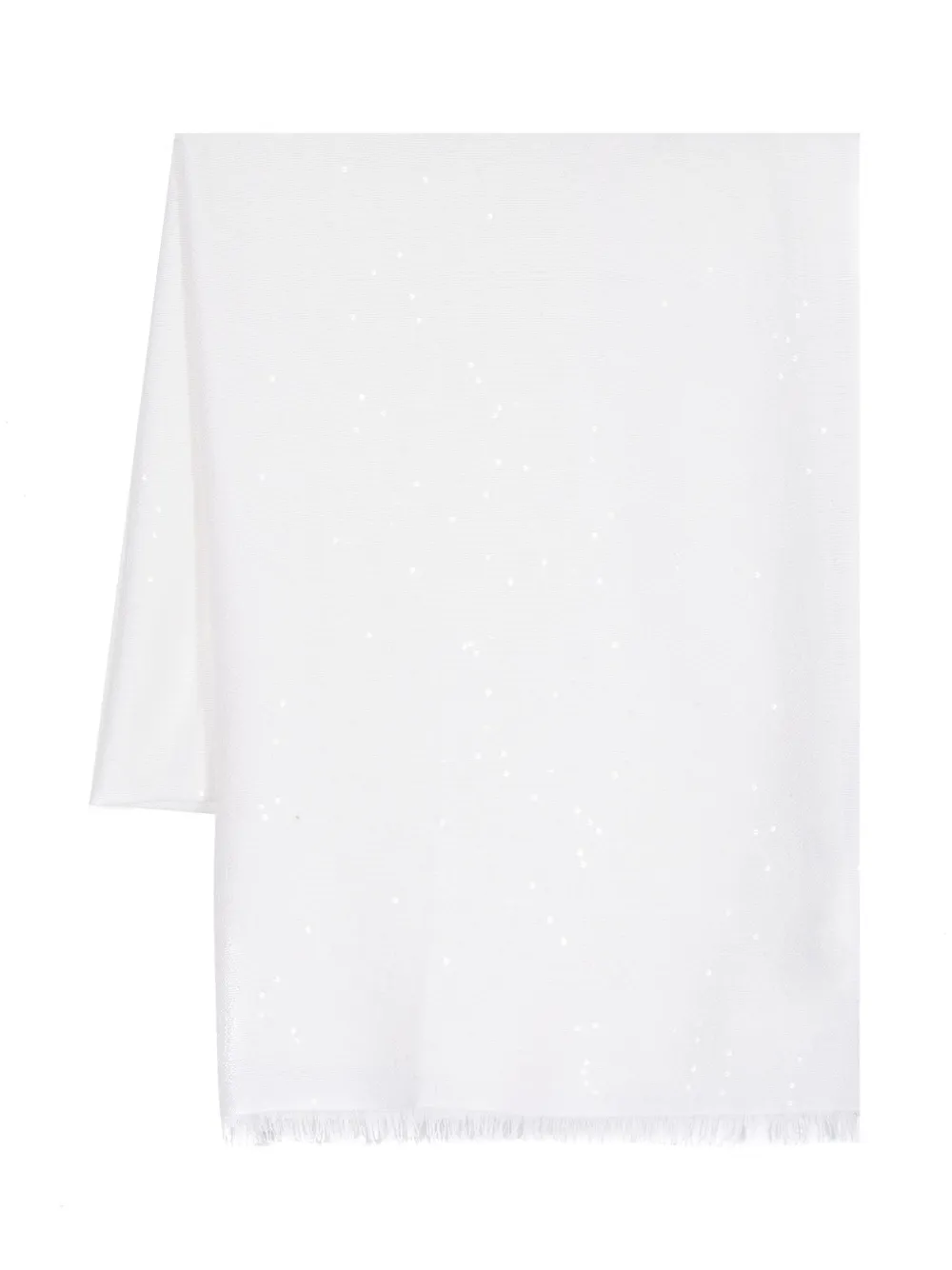 Шарф с пайетками и бахромой Brunello Cucinelli, белый 
Шарф с пайетками и бахромой Brunello Cucinelli, белый